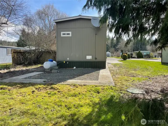 There is the privacy fence on the left from the front photo. All of this space is yours! What a delightful place to call home....