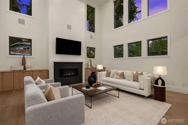 2 story great room that overlooks the private backyard