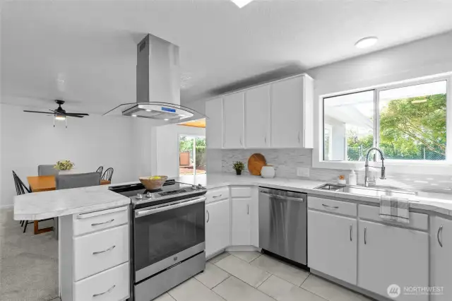 KITCHEN | Light and bright. This kitchen is both beautiful and practical. You'll love the open concept that connects the kitchen to the dining room, the great room and the outdoors.