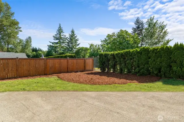 BACKYARD | Another view of the private backyard with new wood fence.