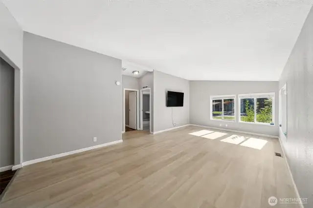 So much space and natural light in the family room.