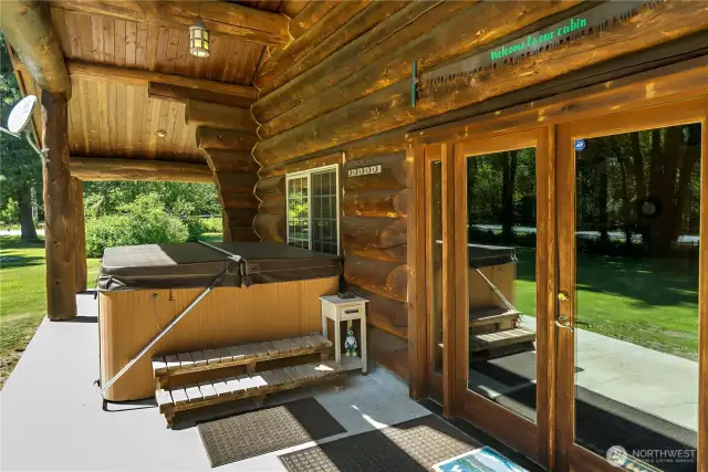 Covered patio for hot tub