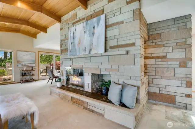 Wilkeson sandstone gas fireplace with