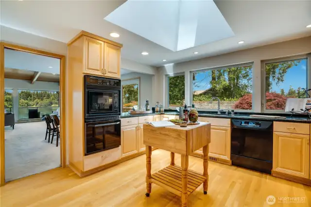 Love all the natural light in the kitchen with wall of windows over the sink & the skylight above.