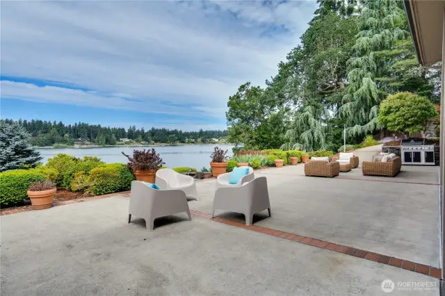 Lower level patio with pathway to the lake