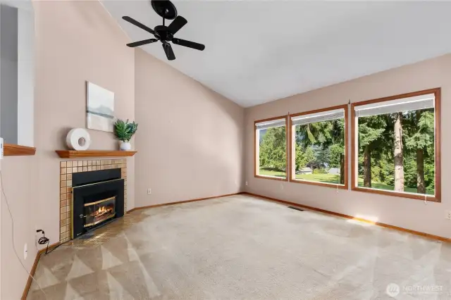 Vaulted ceilings and large windows for natural light