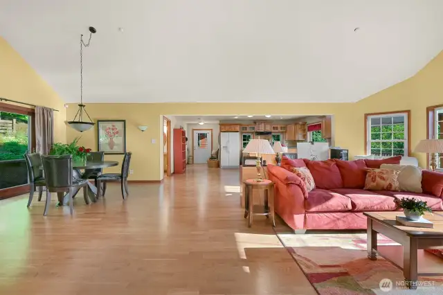 Living room with abundant light and vaulted ceilings