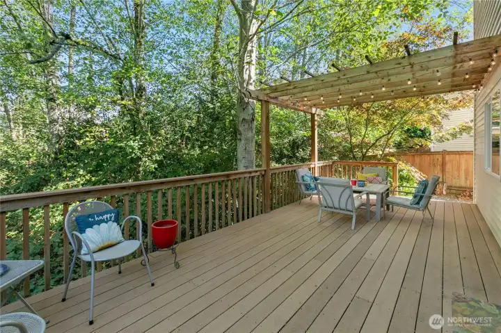 Fabulous oversized deck perfect for BBQ's, entertaining and relaxing.  Private wetland views.