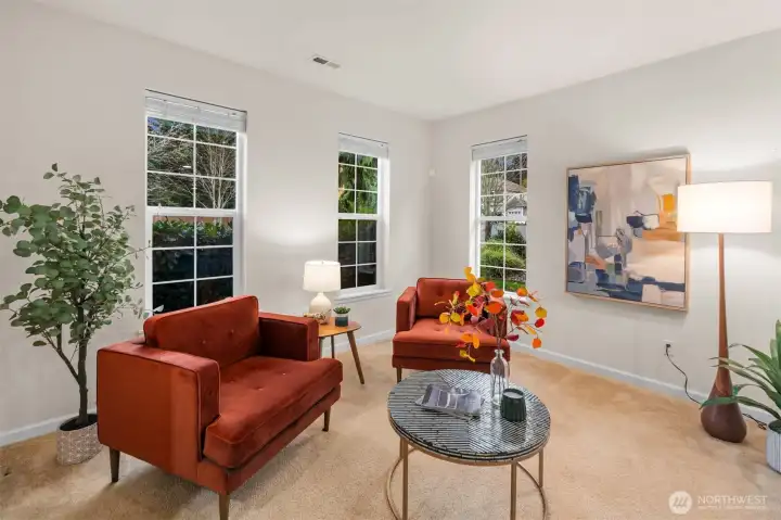 This space at the entry is great for formal living or could be used as an office space.