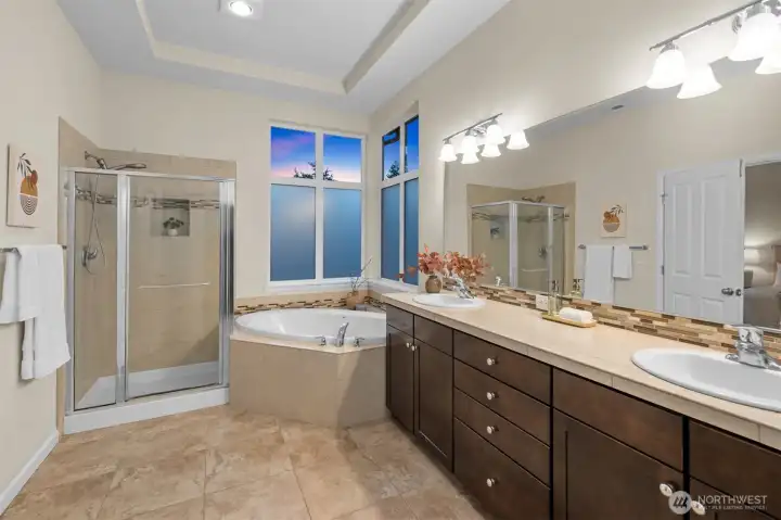 The tankless water heater keeps your showers hot and fills the tub!