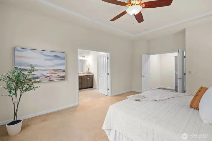 The laundry is just across from the primary suite. Easy one level living!