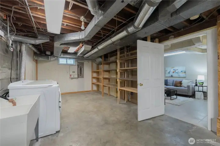 Utility room with ample storage.