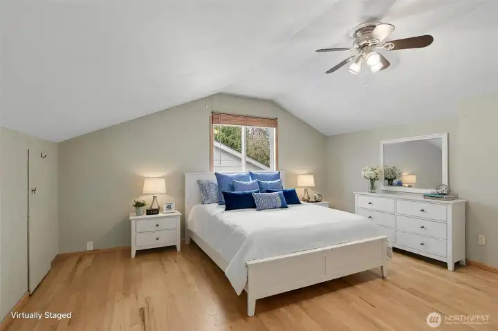 The third bedroom or spacious office is on the upper level adjacent to the kitchen.