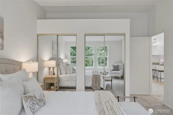 Large closets in the primary bedroom.