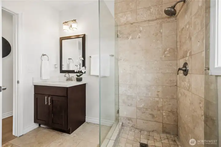 3/4 hall bath on main floor.