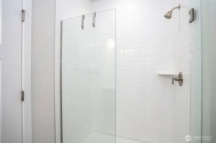 Generous walk-in shower