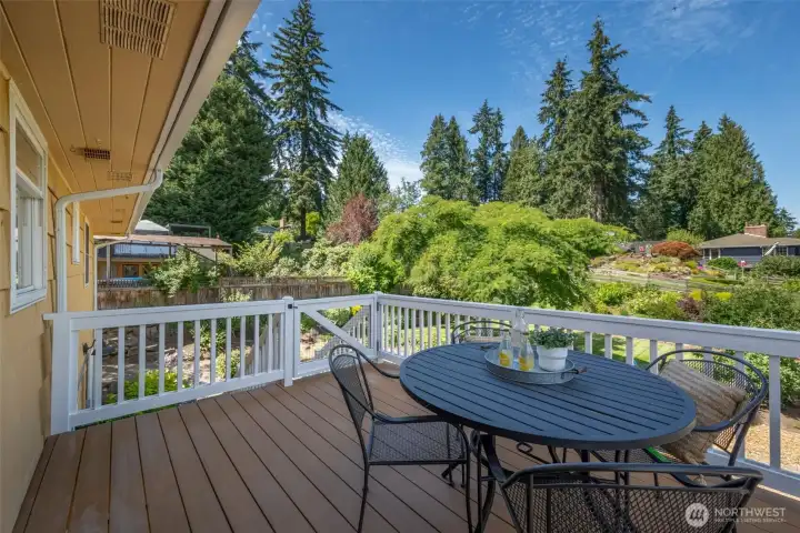 Back deck off kitchen. Back deck off kitchen.