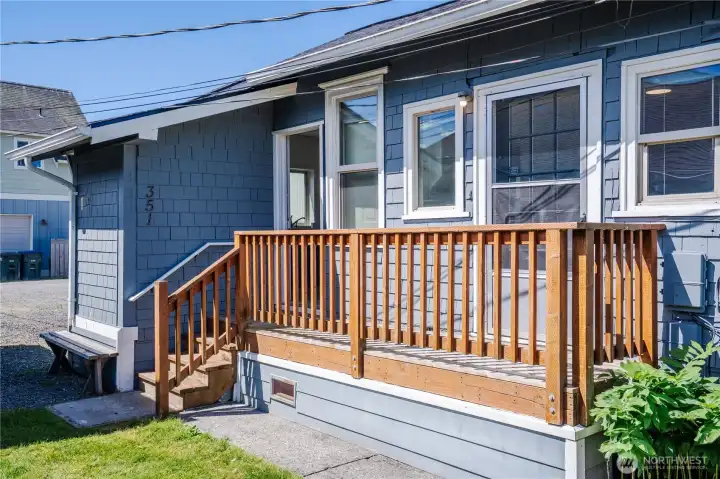 Private deck and entrance serving the second unit/living space