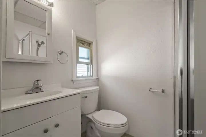 Full bathroom with shower in the secondary living space.