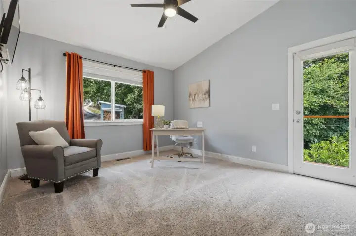 Dedicated office with access to the deck. Off the kitchen