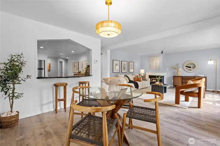 Dining room, pass-through to kitchen, living room. Dining room, pass-through to kitchen, living room.
