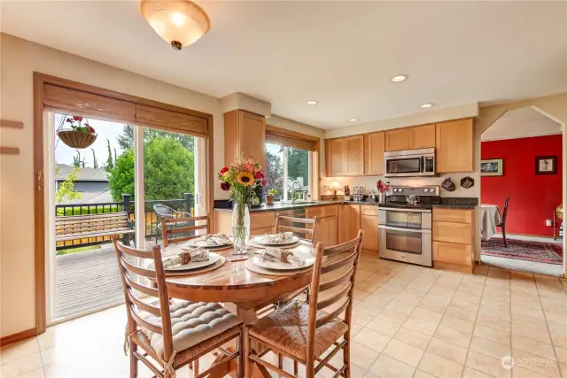 Kitchen & breakfast area leading to deck