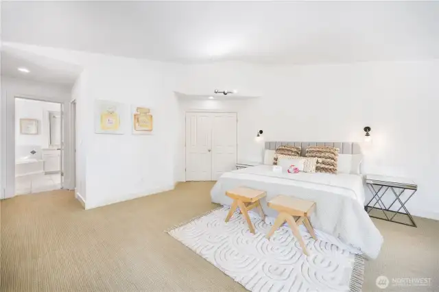 Grand Primary Suite with Tons of Windows, Peek-a-boo Lake View, and Fireplace