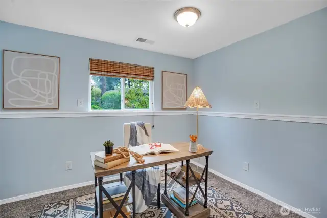 Second lower-level bedroom currently being used as an office.