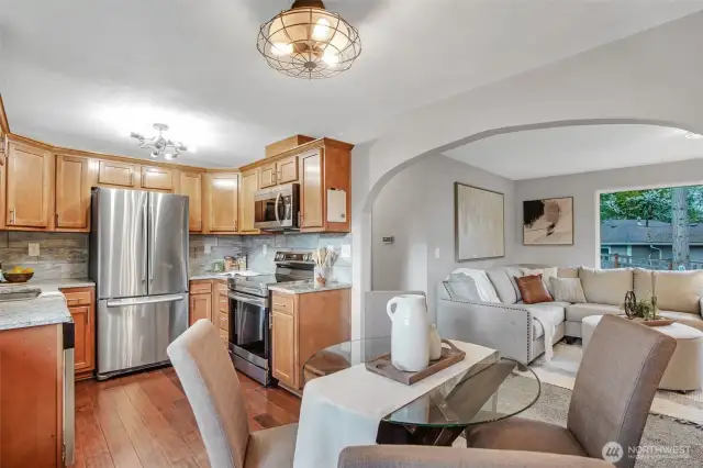Stainless steel appliances highlight the kitchen and are all included in the sale of the home.