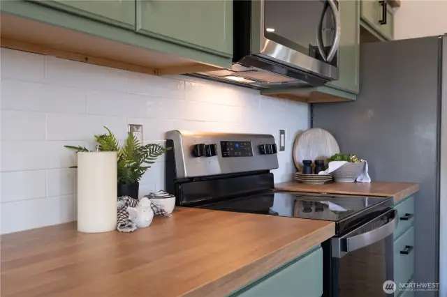 New countertops, cabinets, and appliances