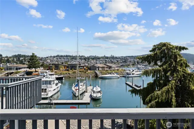 This is a partial view from your balcony overlooking Skyline Marina.  You can see how close you are to the water and boats.  Your dock is just below the deck on the left. Only a few steps to go fishing or crabbing!