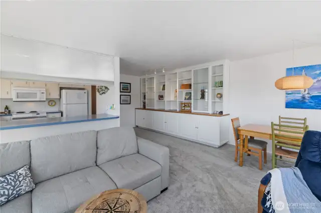 This well-designed floor plan flows well and allows for different furniture placement.  Newer carpet throughout.