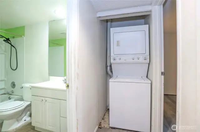 Washer and dryer conveniently located for easy access.