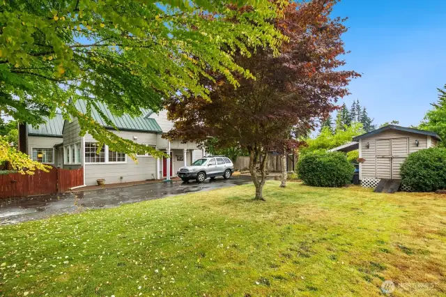 storage shed to right of driveway