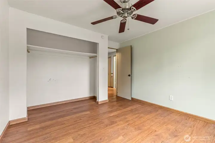 1st bedroom with ceiling fan