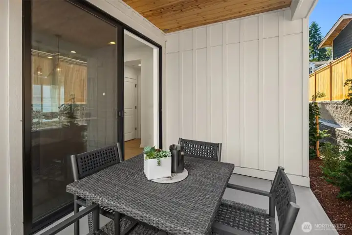 Covered outdoor patio conveniently located off the kitchen. Patio has natural gas hook up for easy barbequing.