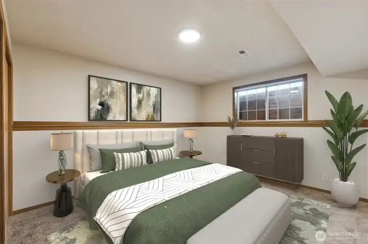 One of the large lower level bedrooms.