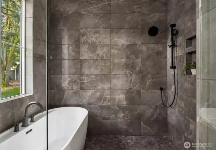 Gorgeous soaking tub in primary suite