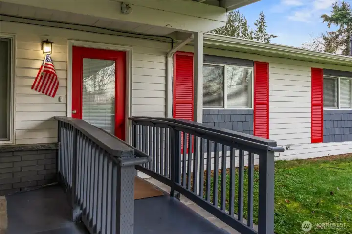 The home has a ramp at the front entrance