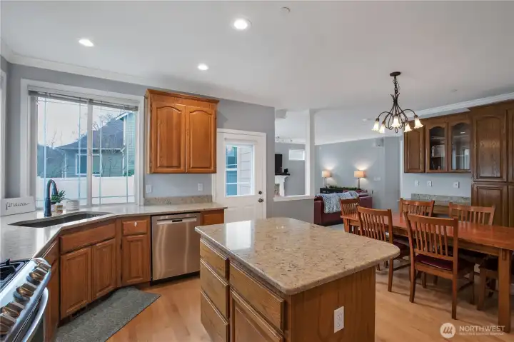 kitchen flows into the living room for easy entertaining