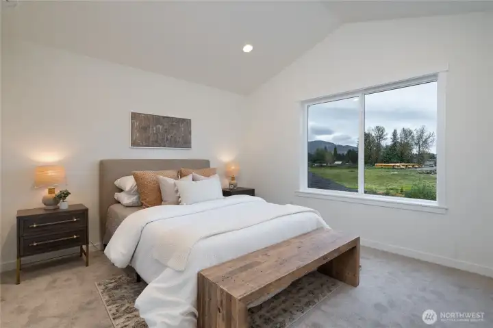 Upstairs primary bedroom - Pics are of a different 1663 plan. Features and colors may differ.
