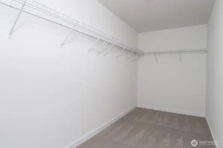 Upstairs primary walk-in closet - Pics are of a different 1663 plan. Features and colors may differ.
