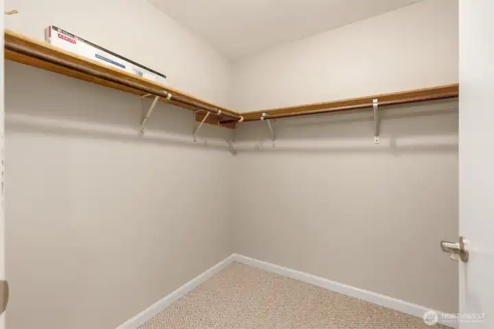 The primary bedroom has a large walk in closet.