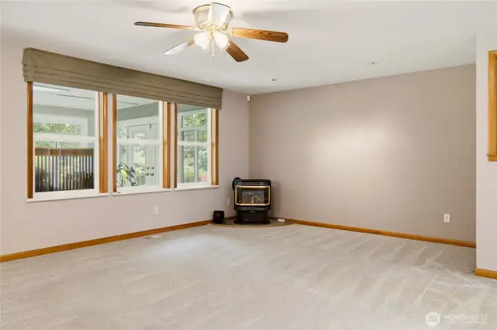 Cozy propane stove in Great Room