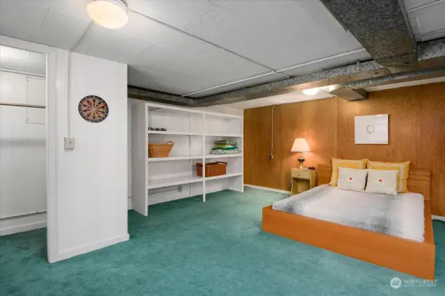 Basement suite bedroom with lots of storage