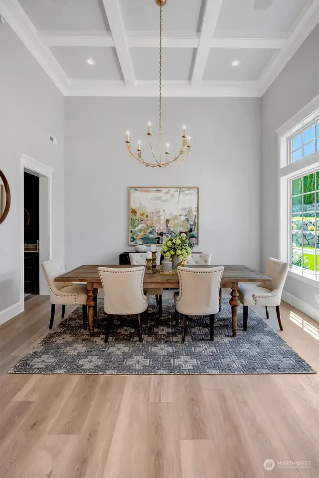 Formal dining room with Coffered ceiling!