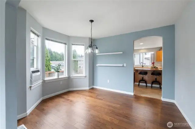 Dining room open to the kitchen