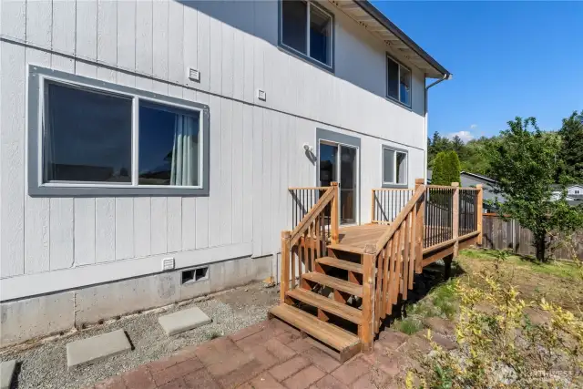 leading to a paver patio