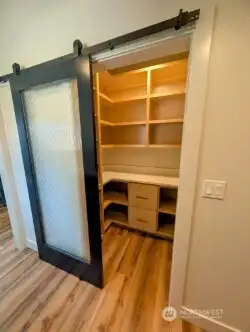 Barn door entry style  pantry room