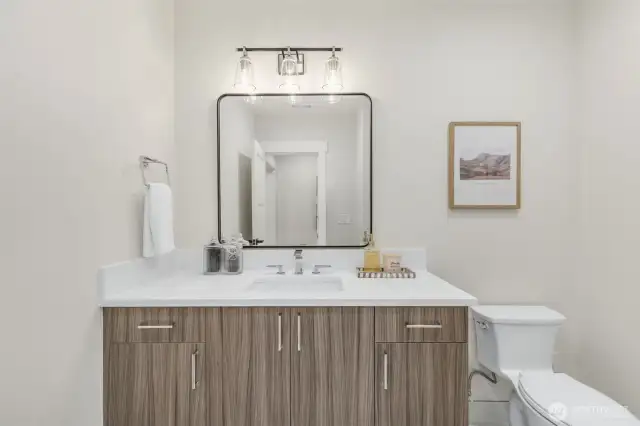 Second powder room for bonus room guests.